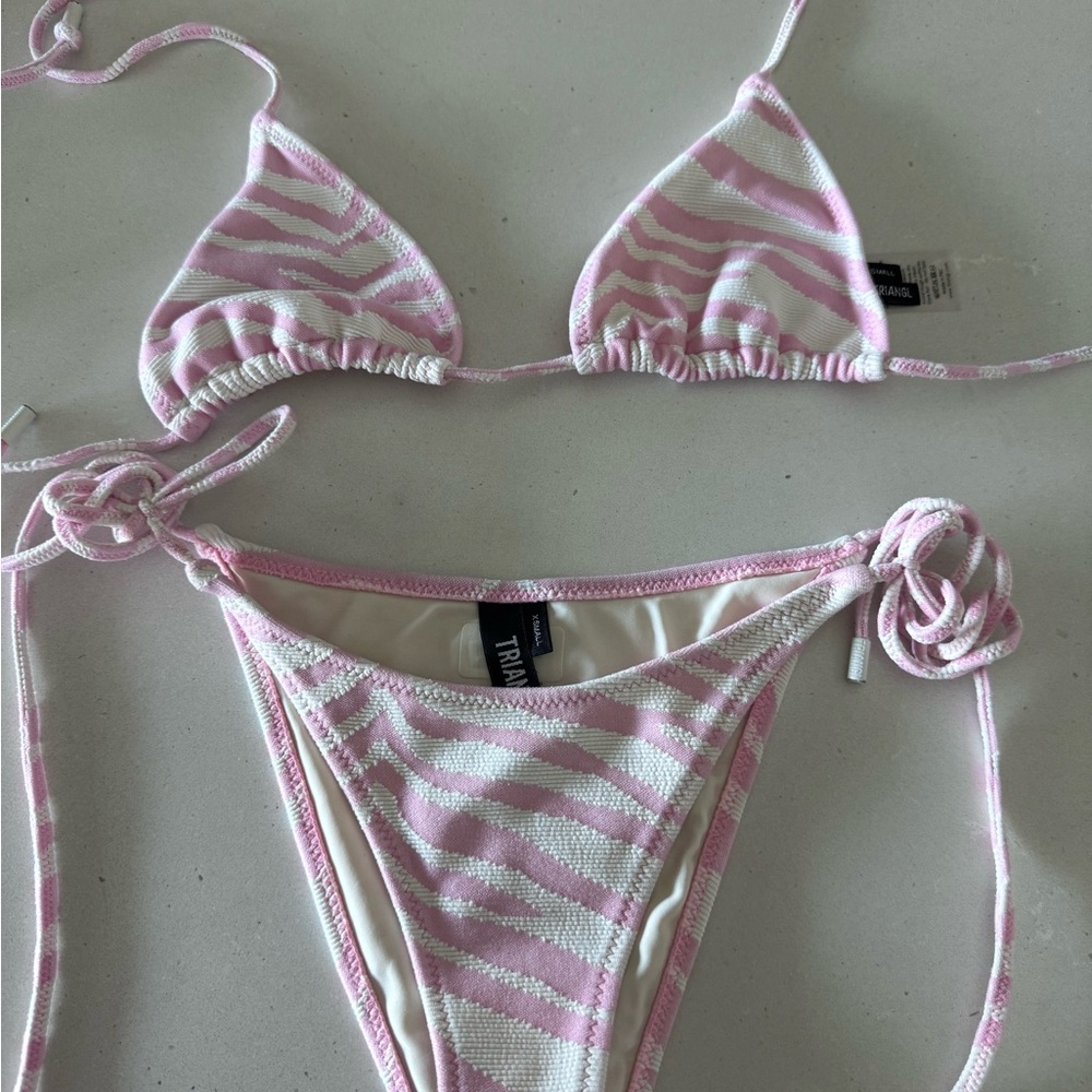 Triangl Swimwear Pink and White Bikini